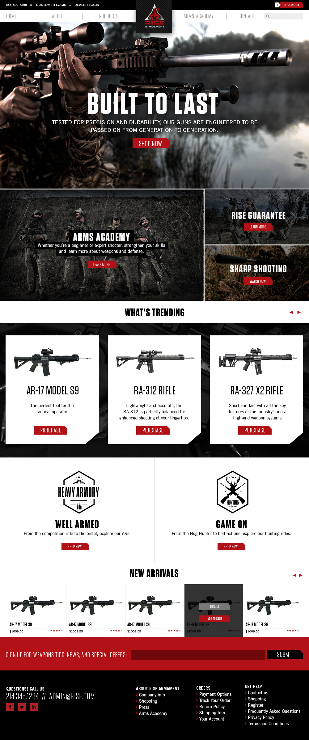 Rise Armor homepage